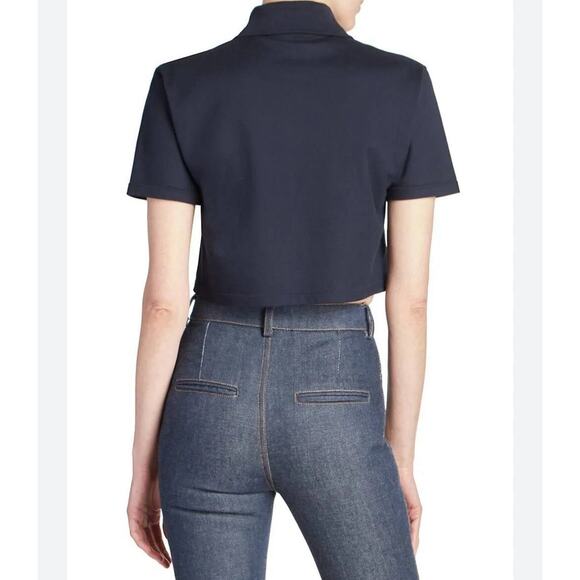 SAINT LAURENT YSL Monogram Cropped Polo Shirt Short Sleeve Logo Women’s L $680 - Picture 7 of 16